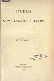 Cover of: Studies in some famous letters. by John Cann Bailey