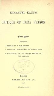 Cover of: Immanuel Kant's Critique of pure reason. by Immanuel Kant