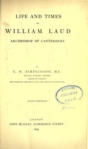 Cover of: Life and times of William Laud, Archbishop of Canterbury
