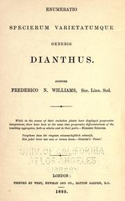 Cover of: Enumeratio specierum varietatumque generis Dianthus