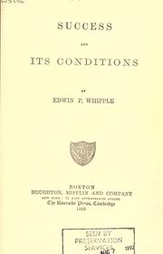 Cover of: Success and its conditions. by Edwin Percy Whipple