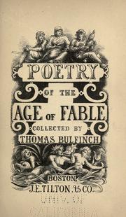 Cover of: Poetry of the age of fable