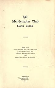 The Mendelssohn Club cook book