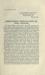 Threatened exploitation of Pima Indians by Brown, Wm. Alexander., Wm. Alexander Brown