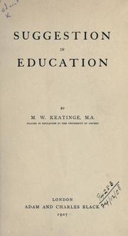 Cover of: Suggestion in education.