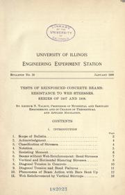 Cover of: Tests of reinforced concrete beams: resistance to web stresses.: Series of 1907 and 1908