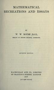 Cover of: Mathematical recreations and essays by W. W. Rouse Ball