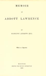Cover of: Memoir of Abbott Lawrence. With an appendix.