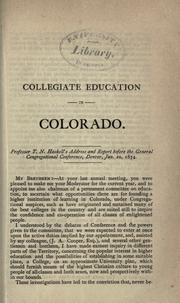 Cover of: Collegiate education in Colorado. by Thomas Nelson Haskell