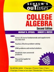 Cover of: Schaum's outline of theory and problems of college algebra by Murray R. Spiegel