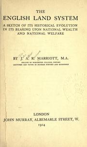 Cover of: The English land system by Marriott, J. A. R. Sir