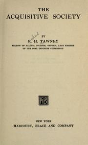 Cover of: The acquisitive society by Richard H. Tawney