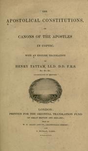 Cover of: The apostolical constitutions by With an English translation, by Henry Tattam ...