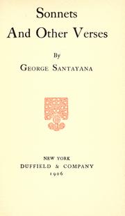 Cover of: Sonnets and other verses. by George Santayana