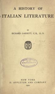 Cover of: A history of Italian literature by Richard Garnett