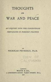 Cover of: Thoughts on war and peace: an inquiry into the conceptions prevailing in foreign politics