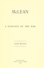 Cover of: McLean: a romance of the war.