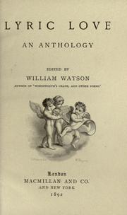 Cover of: Lyric love by Watson, William