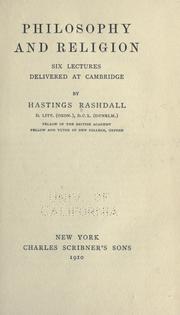 Cover of: Philosophy and religion by Hastings Rashdall