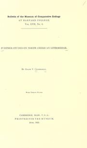 Cover of: Further studies of North American Lithobiidae.