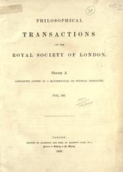 Cover of: Philosophical transactions.  Series A: Mathematical and physical sciences. by Royal Society of London, Royal Society of London