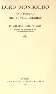 Cover of: Lord Monboddo and some of his contemporaries. by William Angus Knight, William Angus Knight