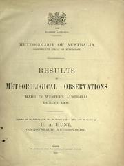 Cover of: Results of meteorological observations made in Western Australia during 1908.
