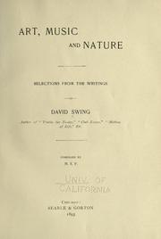 Cover of: Art, music and nature by Swing, David
