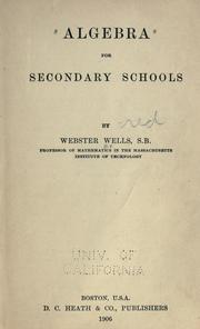 Cover of: Algebra for secondary schools