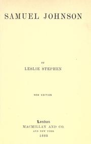 Cover of: Samuel Johnson by Sir Leslie Stephen