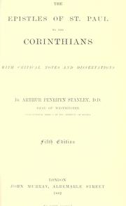 Cover of: The Epistles of St. Paul to the Corinthians by Arthur Penrhyn Stanley