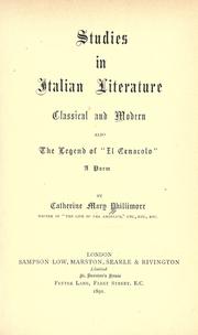 Cover of: Studies in Italian literature, classical and modern. by Catherine Mary Phillimore, Catherine Mary Phillimore