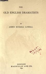 Cover of: The old English dramatists.