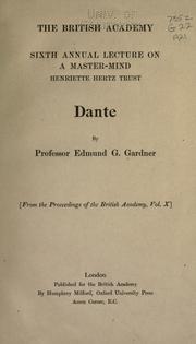 Cover of: Dante by Edmund Garratt Gardner