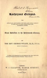 Cover of: Lachrymae ecclesiae by George Wyatt