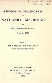 Cover of: Reunion of descendants of Nathaniel Merriman at Wallingford, Conn. June 4, 1913 by 