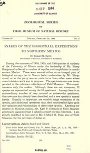 Cover of: Snakes of the Hoogstraal expeditions to northern Mexico