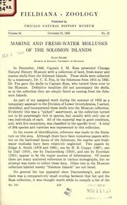 Cover of: Marine and fresh-water mollusks of the Solomon Islands by George Alan Solem