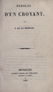 Cover of: Paroles d'un croyant by Félicité Robert de Lamennais