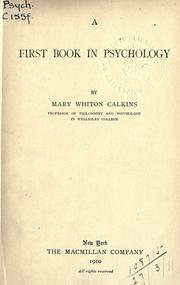 Cover of: A first book in psychology. by Mary Whiton Calkins
