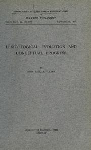 Cover of: Lexicological evolution and conceptual progress