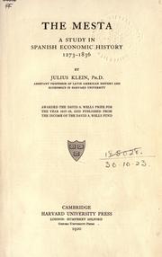 Cover of: The Mesta by Julius Klein