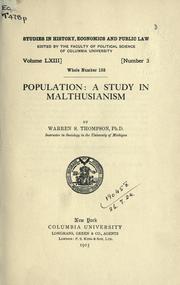 Cover of: Population; a study in Malthusianism.