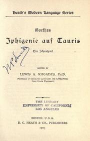 Cover of: Goethes Iphigenie auf Tauris by Johann Wolfgang von Goethe