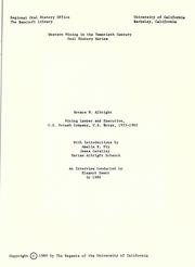Cover of: Mining lawyer and executive: U. S. Potash Company, U. S. Borax, 1933-1962