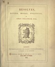 Cover of: Resolves by Owen Feltham