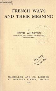 Cover of: French ways and their meaning.