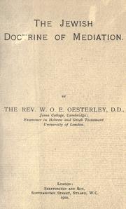 Cover of: The Jewish doctrine of mediation by Oesterley, W. O. E.