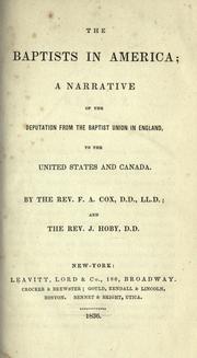 Cover of: The Baptists in America by Cox, F. A.