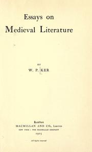 Cover of: Essays on medieval literature by William Paton Ker